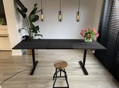 ZitStaBureau24 Professional Black edition - Zit-sta bureau - Zwart onderstel - Zwart behandeld eikenhout - Elektrisch verstelbaar 140cm breed