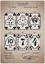 Wandbord: Patent speelkaarten uit 1877 - 30 x 42 cm