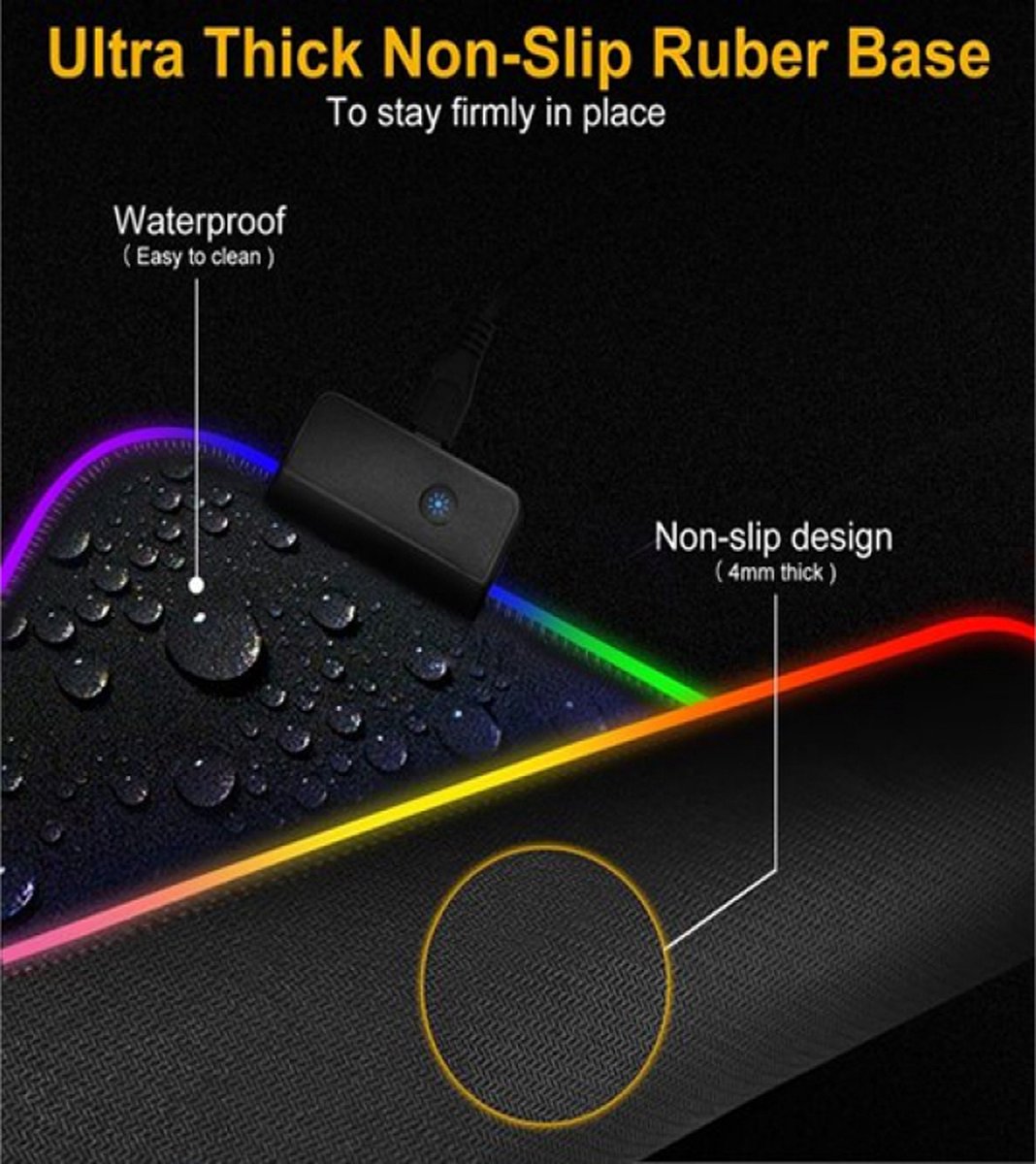 Tapis de souris Gaming XXL RGB LED 70x30cm desk pad, Tapis de souris de  jeu RVB