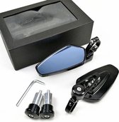 Motorspiegels - Zijspiegels - Blauw - Modern - Aluminium Spiegels - Motor & Scooter - Verstelbaar - Inclusief Bevestiging