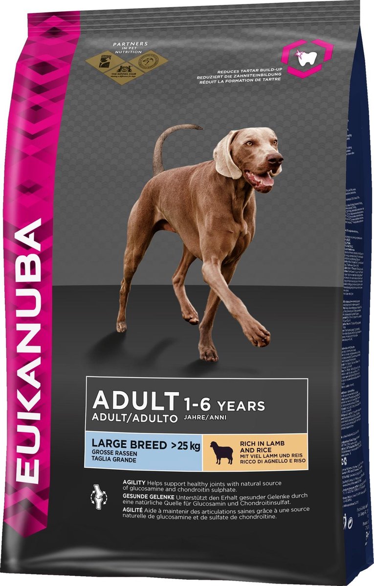 Eukanuba hondenvoer dog adult large lamb&rice 2,5KG