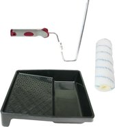 Verfroller anti spat lakroller profi schilderset met softgrip beugel en verfbak 18 cm