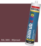 Siliconen kit - Soudal - Kleur - Voor binnen & buiten - RAL 3005 Wijnrood - 300ml koker