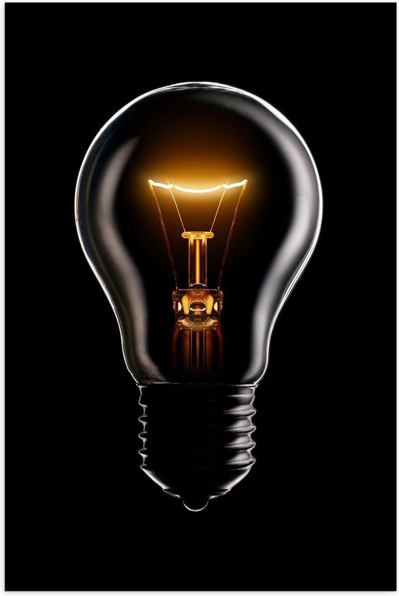 Poster – Gloeilamp op Zwarte Achtergrond - 80x120cm Foto op Posterpapier