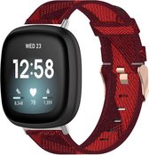 Q-Desyn Fitbit Versa 3 - Fitbit Sense bandje - Canvas - Rood/donkerrood