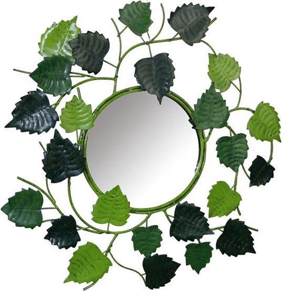Floz spiegel - rond met bladeren - gerecycled metaal - fairtrade