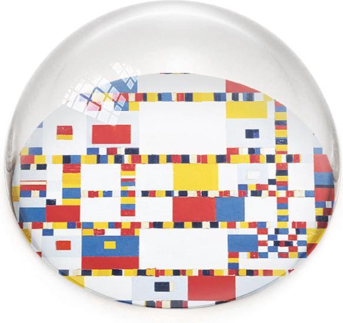 Lanzfeld (museumwebshop.com) Glazen bolle presse papier, Mondriaan, Boogie Woogie multi