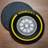 ILOJ onderzetter - Formule 1 medium band geel - rond