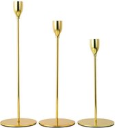 WiseGoods Luxe Kandelaren Sprietje Set - Woondecoratie - Kaarsenstandaard - Kaarsen - Binnen & Buiten - Kandelaars Metaal - Goud