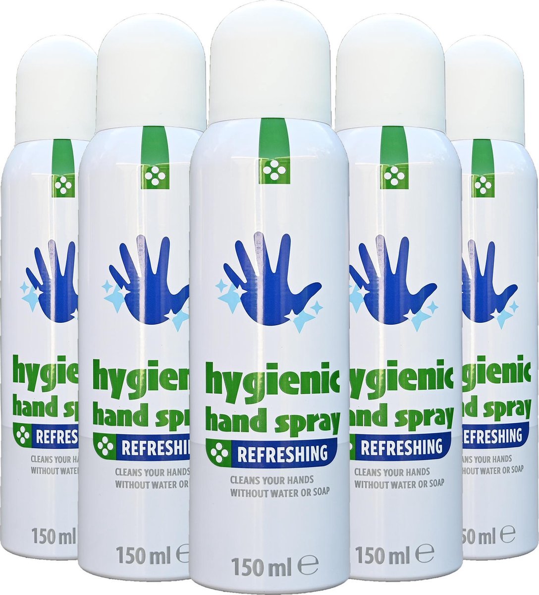 5 x Hygiënische handspray - Schone handen zonder water en zeep - handen spray