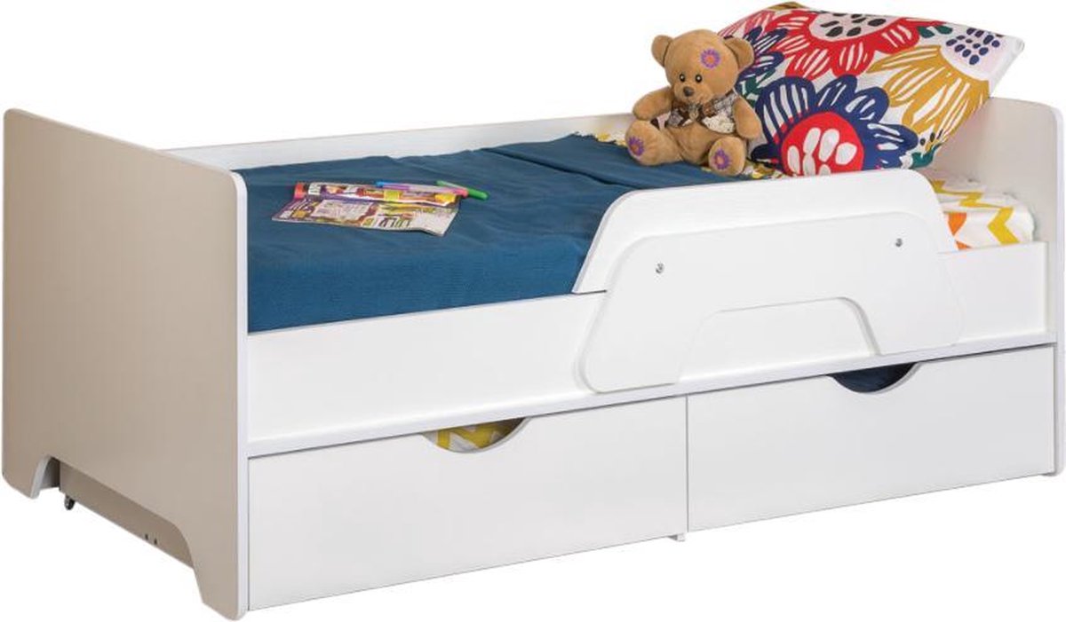 Una Peuterbed inclusief 2 lades op wiel & valbeugel 80x160 cm kinderbed - junior  bed | bol.com