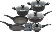 Bol.com Klausberg 7201- pannenset - 12 delig - keramisch - gesmeed aluminium - alle warmtebronnen - non stick - inductie - zwart aanbieding
