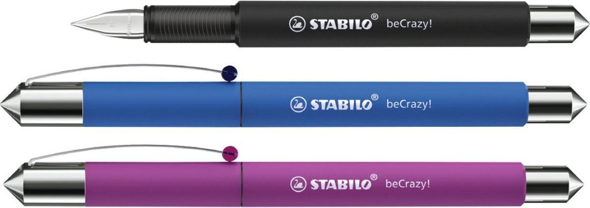 ontbijt Immoraliteit Uitrusting STABILO beCrazy! - Vulpen - Zwart + 1 inkt cartridge blauw | bol.com