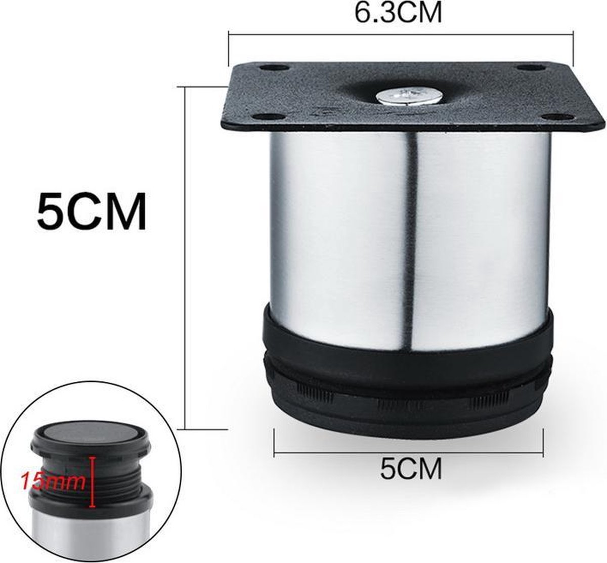 Diforma (Pack van 8 stuks) donker chroom kleur 140 mm hoogte