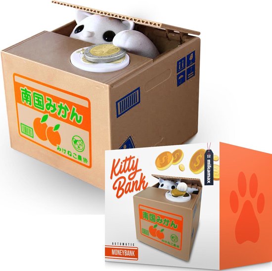 MikaMax Kitty Bank - Elektrische Spaarpot - Stimulans om te sparen - Stelende Kitten - Spaarpot