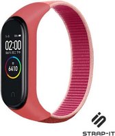 Nylon Smartwatch bandje - Geschikt voor  Xiaomi Mi Band 5 / 6 nylon bandje - pomegrenate - Strap-it Horlogeband / Polsband / Armband