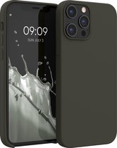 kwmobile telefoonhoesje voor Apple iPhone 12 Pro Max - Hoesje met siliconen coating - Smartphone case in olijfgroen