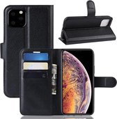 Litchi Skin PU lederen portemonnee standaard mobiele behuizing voor iPhone 11 Pro Max (zwart)