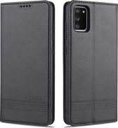 Voor Samsung Galaxy A02s AZNS Magnetische Kalf Textuur Horizontale Flip Leren Case met Kaartsleuven & Houder & Portemonnee (Zwart)