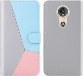 Voor Motorola Moto E5 Tricolor Stitching Horizontale Flip TPU + PU lederen tas met houder & kaartsleuven en portemonnee (grijs)