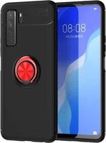 Voor Huawei Nova 7 SE Lenuo schokbestendige TPU beschermhoes met onzichtbare houder (zwart rood)