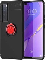 Voor Huawei Nova 7 Lenuo schokbestendige TPU beschermhoes met onzichtbare houder (zwart rood)