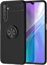 Voor OPPO Realme 6 metalen ringhouder 360 graden roterende TPU-hoes (zwart + zwart)