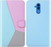 Voor Huawei Mate 20 Lite Tricolor Stitching Horizontale Flip TPU + PU lederen tas met houder & kaartsleuven & portemonnee (blauw)