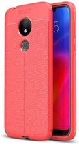 Litchi Texture TPU schokbestendig hoesje voor Motorola Moto G7 Power (rood)