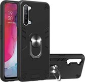 Voor OPPO Reno 3 Armor Series PC + TPU beschermhoes met ringhouder (zwart)