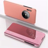 Voor Huawei Y9a 2020 / Enjoy 20 Plus vergulde spiegel horizontale flip lederen tas met houder (rose goud)