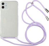 Schokbestendig ultradunne TPU + acryl beschermhoes met lanyard voor iPhone 11 Pro Max (lichtpaars)