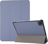 3-vouwbare huidtextuur horizontaal flip TPU + PU lederen tas met houder voor iPad Air (2020) 10.9 (lavendelgrijs)