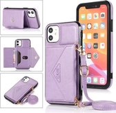 Multifunctionele crossbody-kaarttas TPU + PU-achterklep met houder & kaartsleuf en portemonnee voor iPhone 11 Pro (paars)