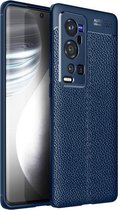 Voor vivo X60 Pro + 5G Litchi Texture TPU schokbestendig hoesje (marineblauw)