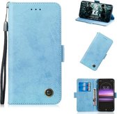 Multifunctionele horizontale flip retro lederen hoes met kaartsleuf en houder voor Sony Xperia 1 (hemelsblauw)