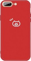 Voor iPhone 8 Plus / 7 Plus Small Pig Pattern Colorful Frosted TPU telefoon beschermhoes (rood)