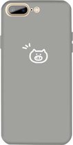 Voor iPhone 8 Plus / 7 Plus Small Pig Pattern Colorful Frosted TPU telefoon beschermhoes (grijs)