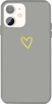 Voor iPhone 11 Golden Love-heart Pattern Colorful Frosted TPU telefoon beschermhoes (grijs)