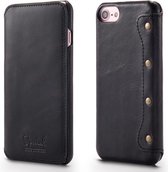 Voor iPhone 6s / 7/8 Denior Oil Wax Koeienhuid Eenvoudige horizontale flip lederen hoes met kaartsleuven en portemonnee (zwart)