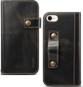 Voor iPhone 7/8 Denior Oil Wax Koeienhuid DK Magnetische Knop Horizontale Flip Leren Case met Houder & Kaartsleuven & Portemonnee (Zwart)