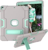 Voor iPad 10.5 contrastkleurige siliconen + pc-combinatiebehuizing met houder (grijs + aqua)