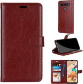 Voor LG K41S / K51S Pure Color Horizontale Flip PU lederen tas met houder & kaartsleuven & portemonnee & fotolijst (bruin)