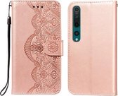 Voor Xiaomi Mi 10 Pro Flower Vine Embossing Pattern Horizontale Flip Leather Case met Card Slot & Holder & Wallet & Lanyard (Rose Gold)