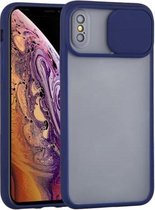 Sliding Camera Cover Design TPU beschermhoes voor iPhone XS Max (saffierblauw)