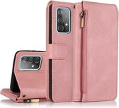 Voor Samsung Galaxy A52 5G Huidgevoel Crazy Horse Textuur Rits Portemonnee Tas Horizontale Flip Leren Case met Houder & Kaartsleuven & Portemonnee & Lanyard (Rose Goud)