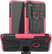 Voor Motorola Moto G Stylus Tyre Texture Shockproof TPU + PC beschermhoes met houder (roze)