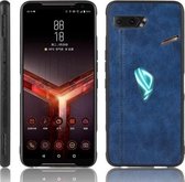 Voor Asus ROG Phone II ZS660KL Schokbestendig Naaien Koe Patroon Huid PC + PU + TPU Case (Blauw)