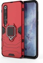 Voor Geschikt voor Xiaomi Mi 10 Pro PC + TPU schokbestendige beschermhoes met magnetische ringhouder (rood)