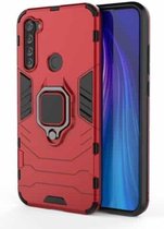 Voor Geschikt voor Xiaomi Redmi Note 8T schokbestendige pc + TPU beschermhoes met magnetische ringhouder (rood)